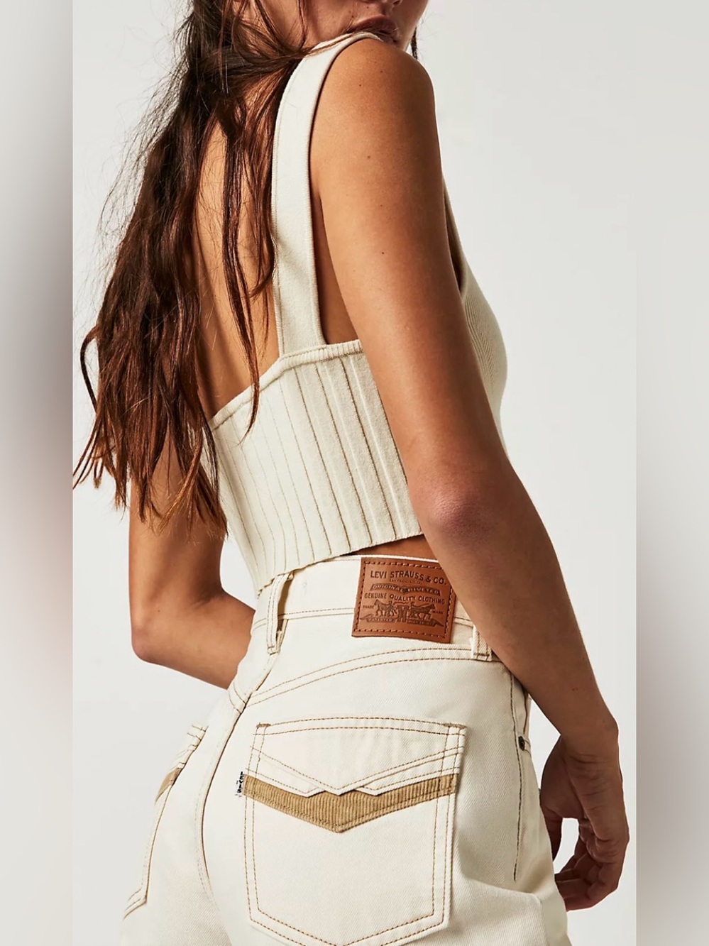 Free People x Levi's Movin' On 70's Flare Jeans in 77 Sunny Cream